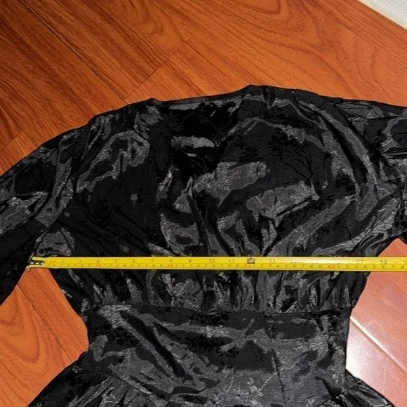 SWINGY FLORAL JACQUARD FIT & FLARE LONG SLEEVE MINI DRESS CORSET BLACK M - Picture 5 of 10